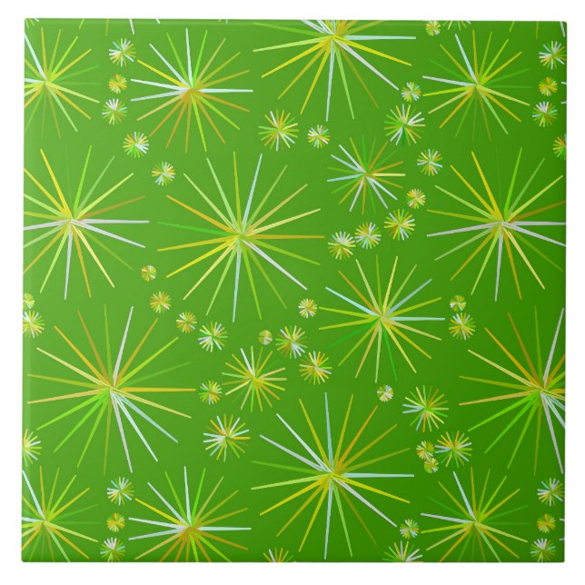 Mid Century Sputnik mönster, Oliv grönt Kakelplatta (Framsidan)