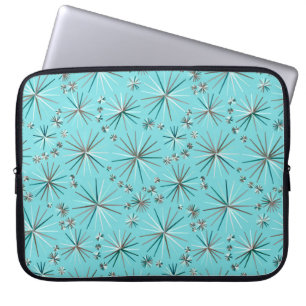 Mid Century Sputnik mönster, Robin's Egg Blue Laptop Fodral