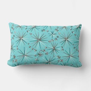 Mid Century Sputnik mönster, Robin's Egg Blue Lumbarkudde