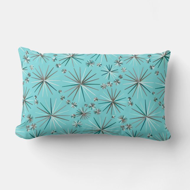 Mid Century Sputnik mönster, Robin's Egg Blue Lumbarkudde (Framsida)