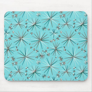 Mid Century Sputnik mönster, Robin's Egg Blue Musmatta