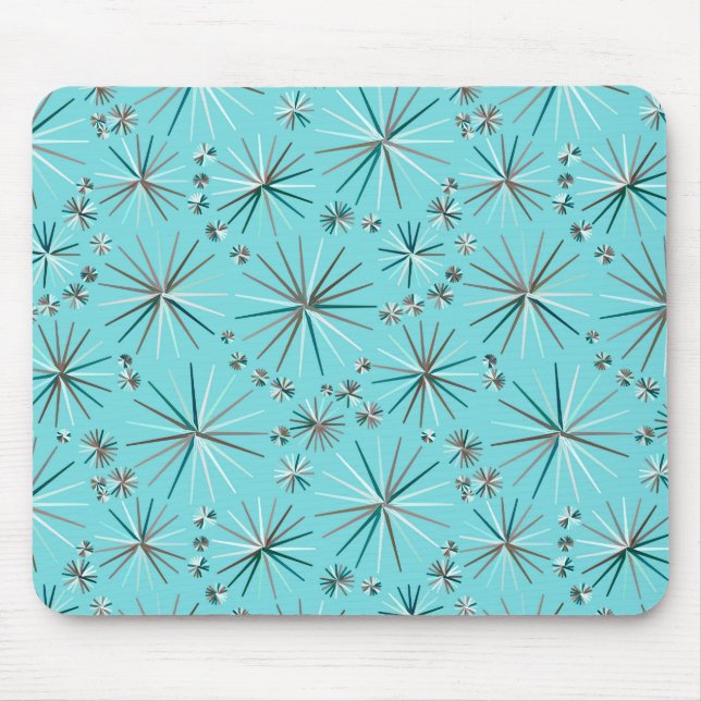 Mid Century Sputnik mönster, Robin's Egg Blue Musmatta (Framsidan)
