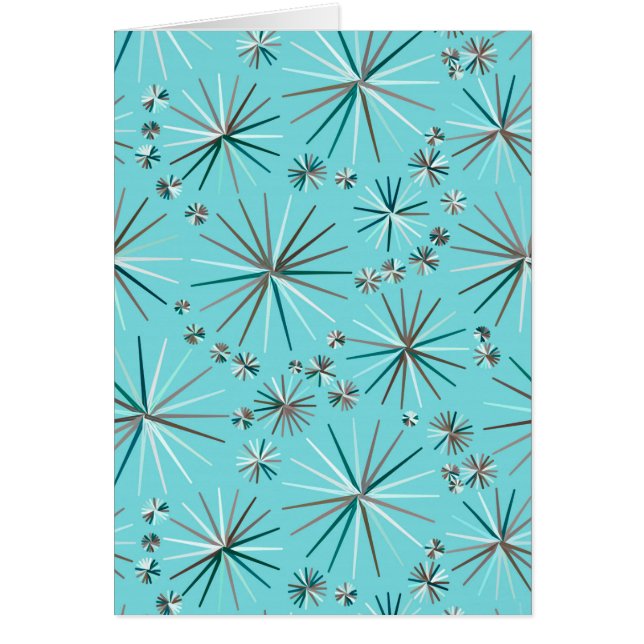 Mid Century Sputnik mönster, Robin's Egg Blue OBS Kort (Framsidan)
