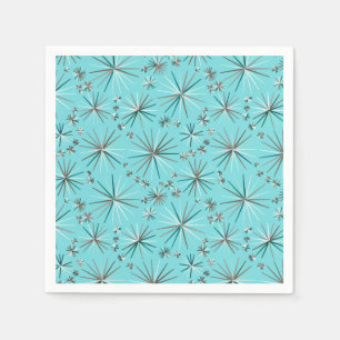 Mid Century Sputnik mönster, Robin's Egg Blue Pappersservett