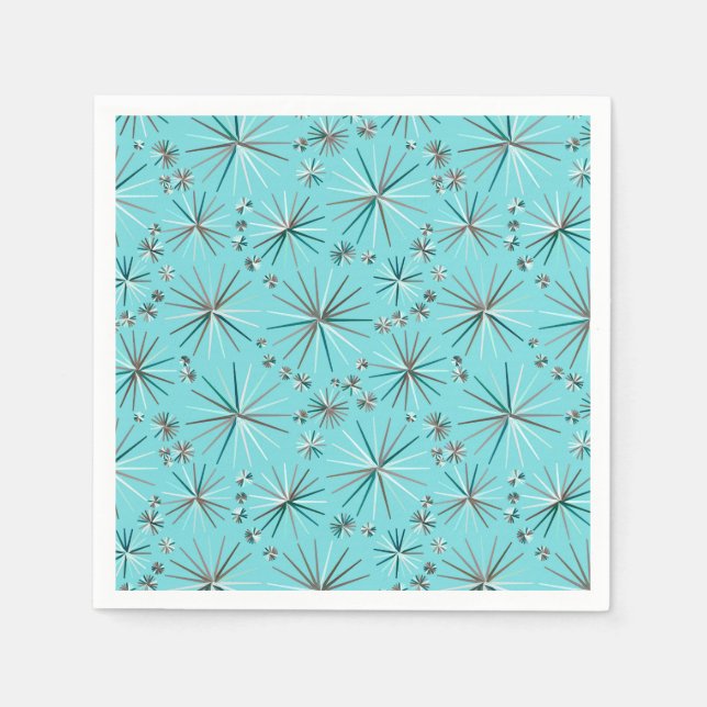 Mid Century Sputnik mönster, Robin's Egg Blue Pappersservett (Framsidan)