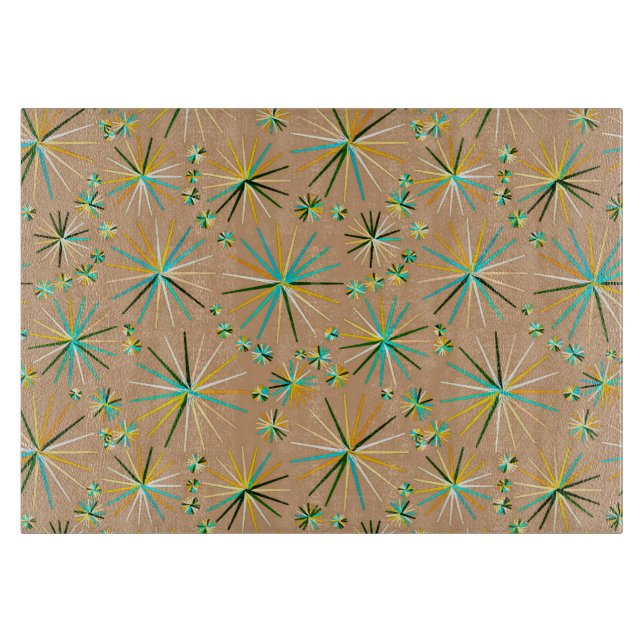 Mid Century Sputnik-mönster, Taupe Tan (Framsidan)