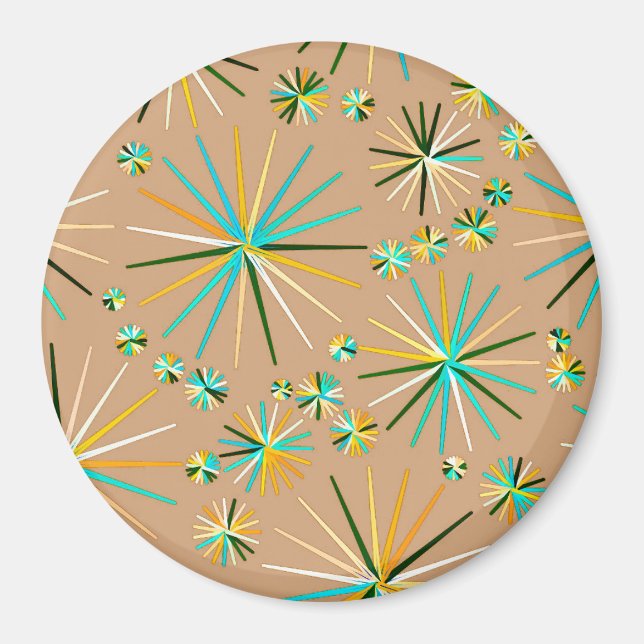 Mid Century Sputnik mönster, Taupe Tan Magnet (Framsidan)