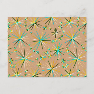 Mid Century Sputnik mönster, Taupe Tan Vykort