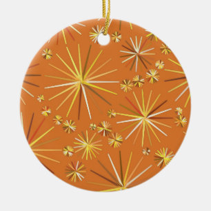 Mid Century Sputnik mönster, Terracotta Julgransprydnad Keramik