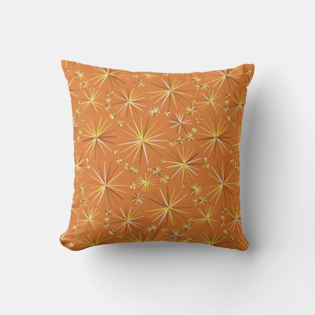 Mid Century Sputnik mönster, Terracotta Kudde (Framsida)
