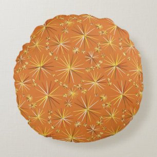 Mid Century Sputnik mönster, Terracotta Rund Kudde