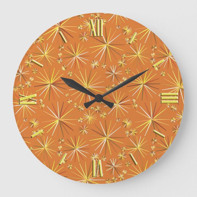 Mid Century Sputnik mönster, Terracotta Stor Klocka (Framsida)