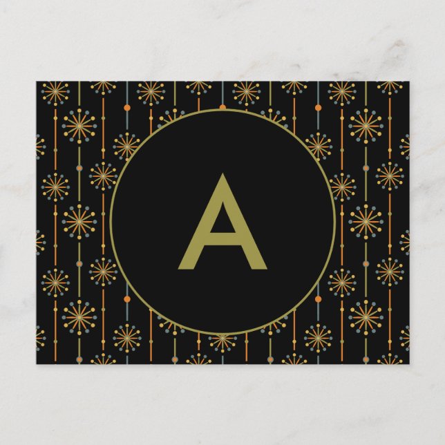 Mid Century Starburst Rand Anpassningsbar Färg SVG Vykort (Framsida)