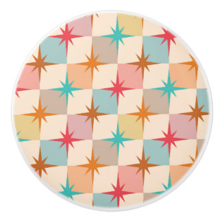 Mid Century Starbursts on Pastel Checkerboards Knopp