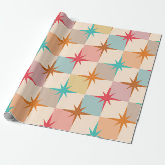 Mid Century Starbursts on Pastel Checkerboards  Presentpapper