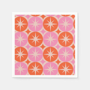 Mid Century Starbursts on Rosa Orange Crities Pappersservett