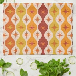 Mid Century Starbursts på orange-gul ogee Kökshandduk