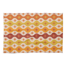 Mid Century Starbursts på orange-gul ogee