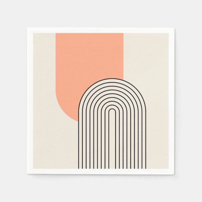 Mid Century stil linjekonst med rosa Arch Pappersservett (Framsidan)