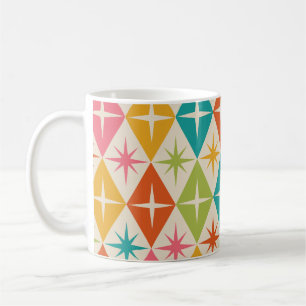 Mid Century stjärnexplosioner på färgglada retro-d Kaffemugg