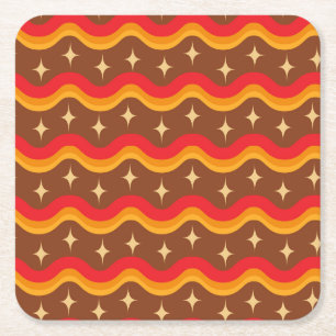 Mid Century stjärnexplosioner på funky vågor  Underlägg Papper Kvadrat