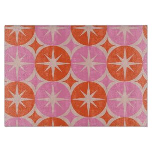 Mid Century stjärnexplosioner på rosa och orange c