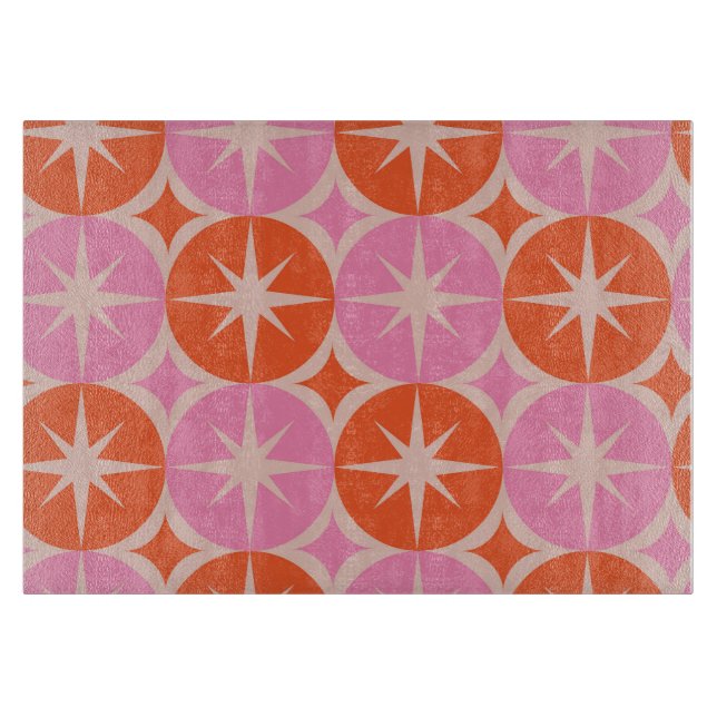 Mid Century stjärnexplosioner på rosa och orange c (Framsidan)