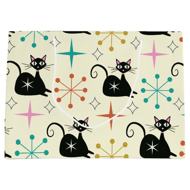 Mid Century-stjärnor med svart atomkatt (Framsidan)