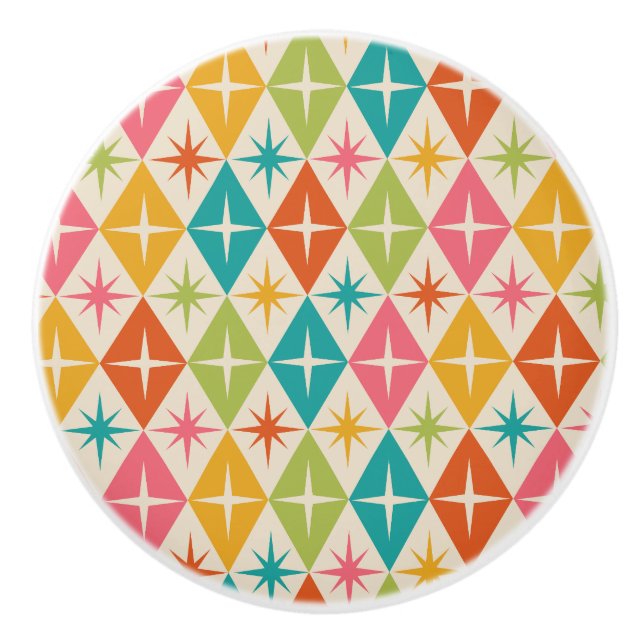 Mid Century-stjärnor på färgfulla Retro-diamanter Knopp (Framsidan)