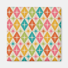 Mid Century-stjärnor på färgfulla Retro-diamanter Magnet