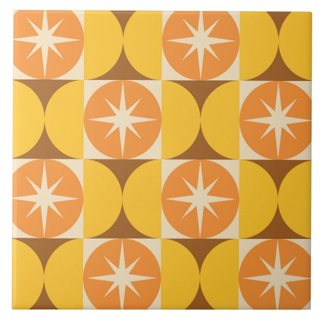 Mid Century-stjärnor på Gulter i Orange Kakelplatta (Framsidan)
