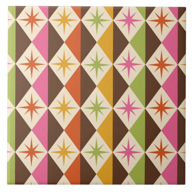 Mid Century-stjärnor på Harlequin Diamonds Kakelplatta (Framsidan)