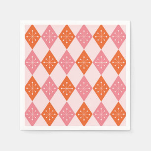 Mid Century-stjärnor på Orangens Rosa Diamonds Pappersservett