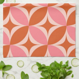 Mid Century-stjärnor på Rosa Orange Circles Kökshandduk