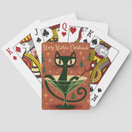 Mid Century Svart Katt Merry Martini Jul Casinokort