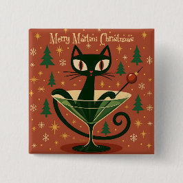 Mid Century Svart Katt Merry Martini Jul Knapp