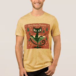 Mid Century Svart Katt Merry Martini Jul T Shirt