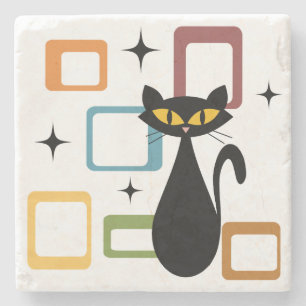 Mid Century svart katt Stenunderlägg