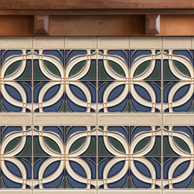 Mid-Century Symmetry Organic Art Deco Belle Epoque Kakelplatta (Skapare uppladdad)