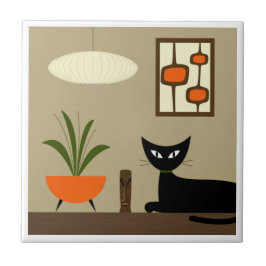 Mid Century Tabletop Cat med Poder för Mod Kakelplatta