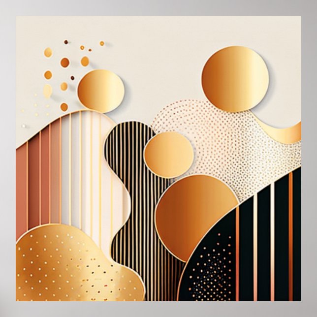 Mid Century Terracotta Brown och Beige Poster (Framsidan)