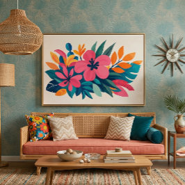 Mid century tropisk strandkonst canvastryck