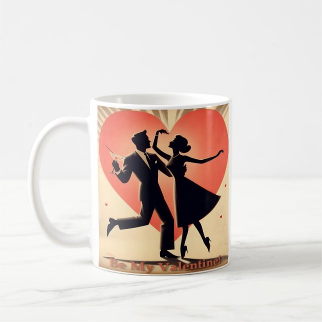 Mid Century Valentine Dancing Couple med Martini Kaffemugg (Vänster)