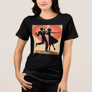 Mid Century Valentine Dancing Couple med Martini T Shirt