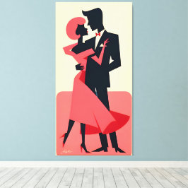 Mid Century Valentine Dancing lite Canvastryck