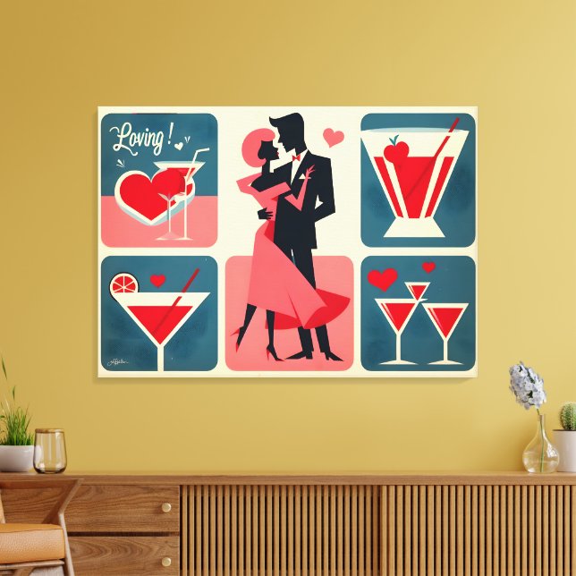 Mid Century Valentine Dancing lite Canvastryck (Insitu (Vardagsrum))