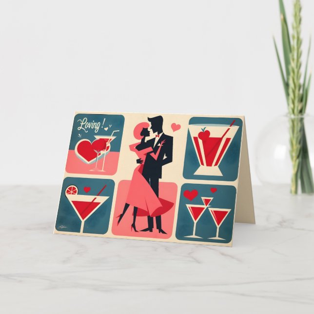 Mid Century Valentine Dancing lite Kort (Framsida)