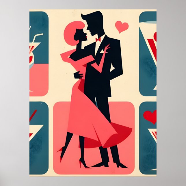 Mid Century Valentine Dancing lite Poster (Framsidan)