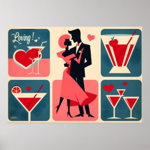 Mid Century Valentine Dancing lite Poster