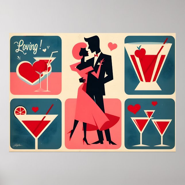 Mid Century Valentine Dancing lite Poster (Framsidan)